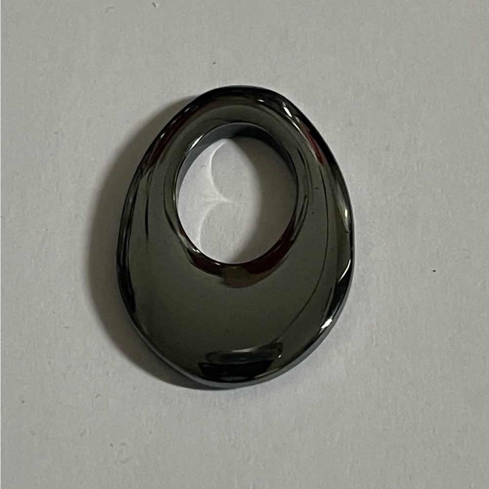 Black Polished Open Tear Drop Stone Pendant
